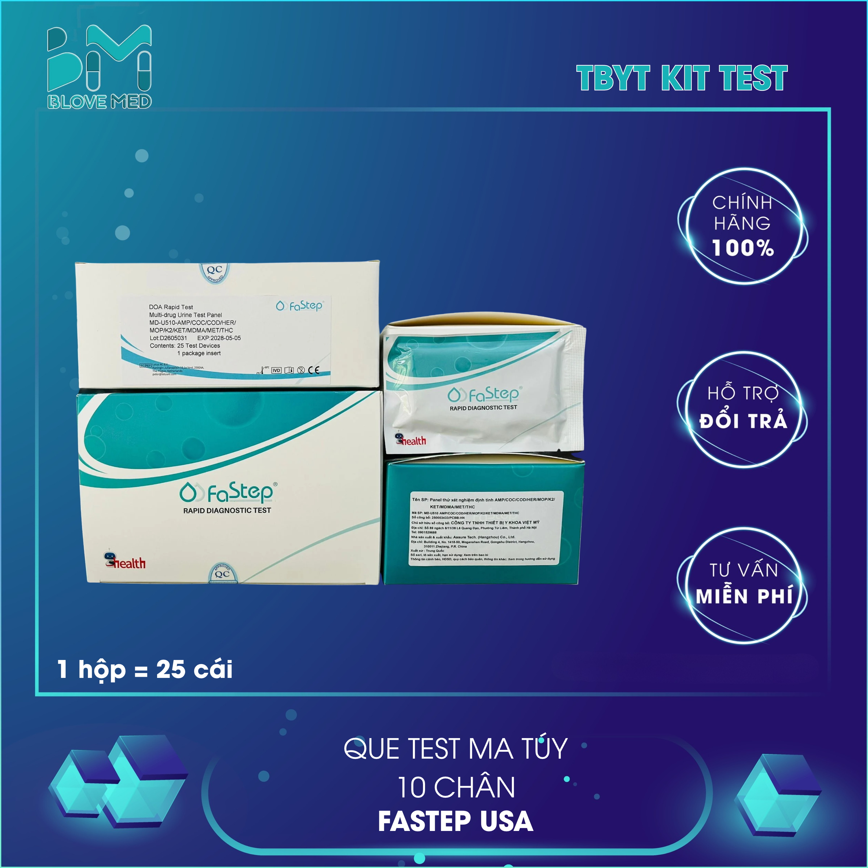 Que test ma túy FaStep 10 chân
